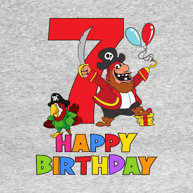 7th Birthday Party 7 Year Old Seven Years by KidsBirthdayPartyShirts